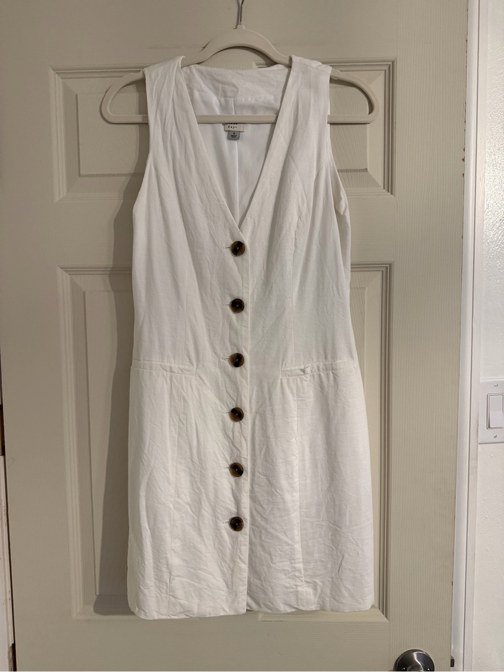 a new day White Sleeveless Button-Front V-Neck Dress